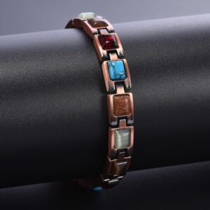 Red Copper Magnetic Blue Turquoise Womens Bracelet