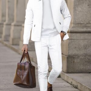 Mens Fashionable Casual Suit Waffle-Weave Set
